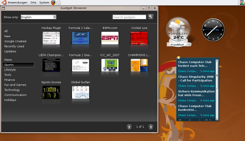 Google Gadgets for Linux Screenshot