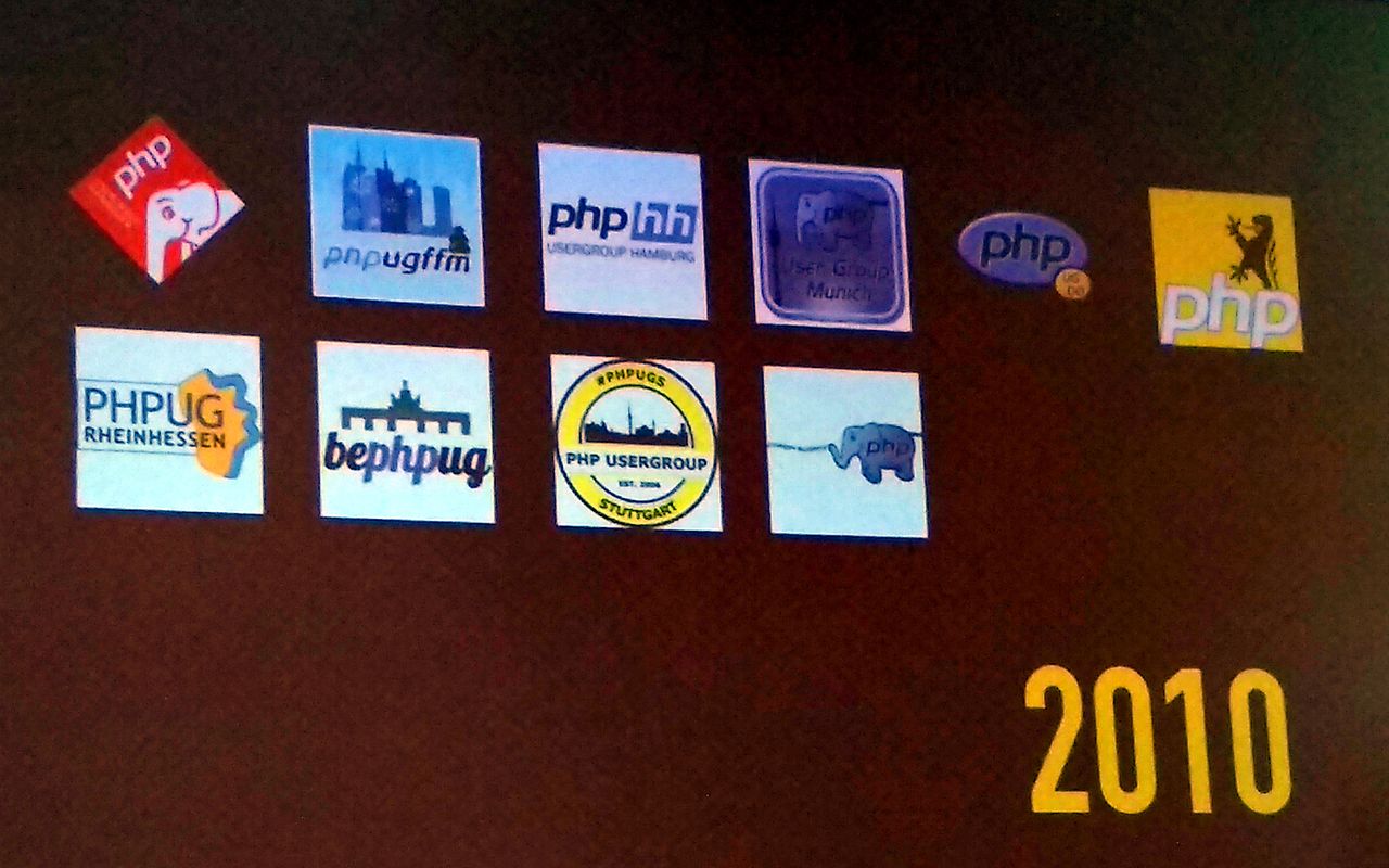Logos of German PHP User Groups founded in 2010 or earlier
