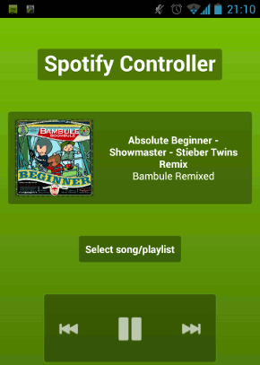 Screenshot der Spotify Controller App