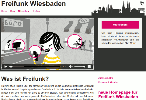 Screenshot der neuen Freifunk Wiesbaden-Webseite