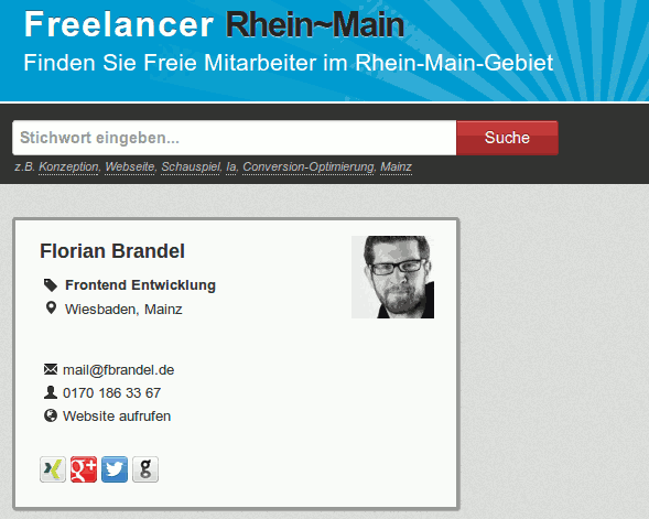Profil von Florian Brandel bei Freelancer Rhein-Main